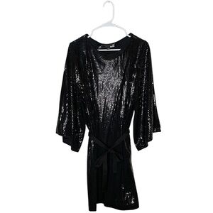 Love Moschino Sequins Sparkle Dress Women's Size 44 (US 8) Black Wide Sleeves
